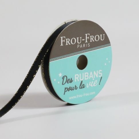 Ruban Satin Bord brillant Frou-Frou Noir de jais - 6 mm x 6 mètres