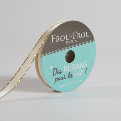 Ruban Satin Bord brillant Frou-Frou Ivoire nacre - 6 mm x 6 mètres