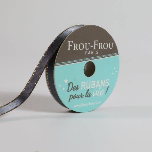 Ruban Satin Bord brillant Frou-Frou Ciel d'orage - 6 mm x 6 mètres