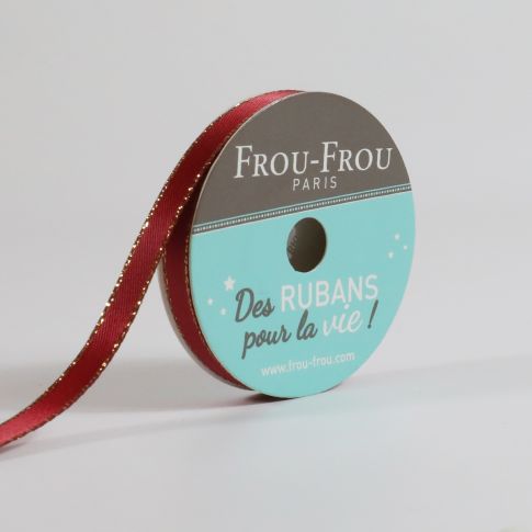 Ruban Satin Bord brillant Frou-Frou Rubis eclatant - 6 mm x 6 mètres