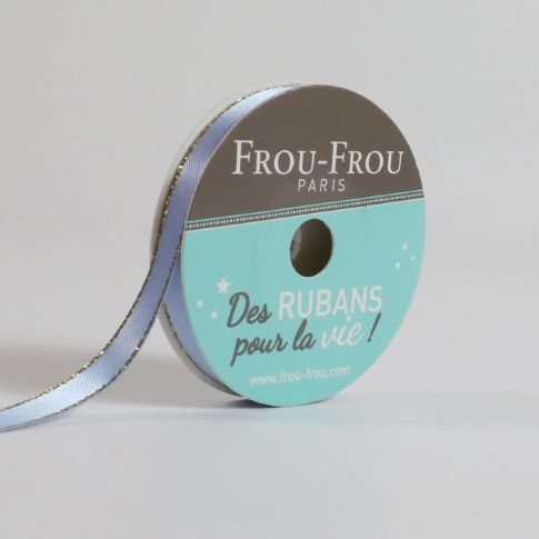 Ruban Satin Bord brillant Frou-Frou Celeste - 6 mm x 6 mètres