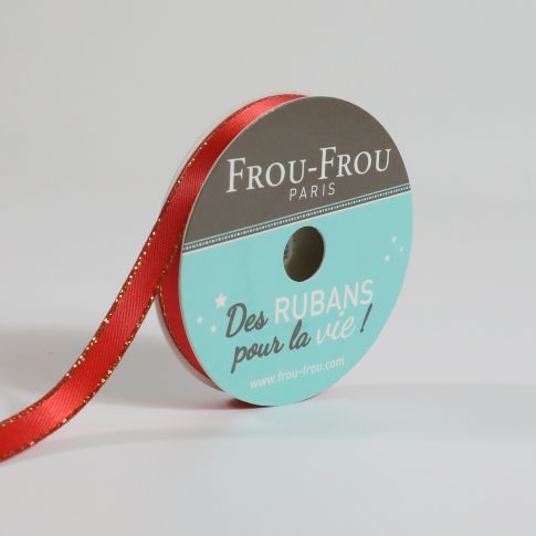 Ruban Satin Bord brillant Frou-Frou Coquelicot - 6 mm x 6 mètres