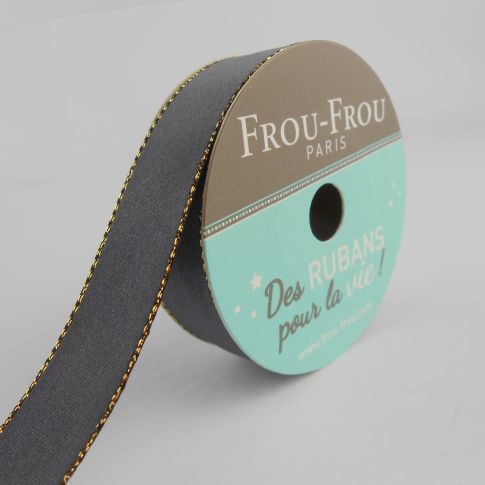 Ruban Satin Bord brillant Frou-Frou Ciel d'orage - 16 mm x 6 mètres