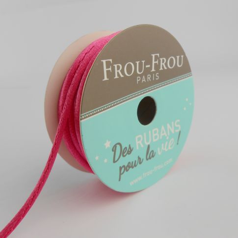 Bobinette Ruban Cordon de satin Frou-Frou Fuchsia - 2 mm x 10 mètres