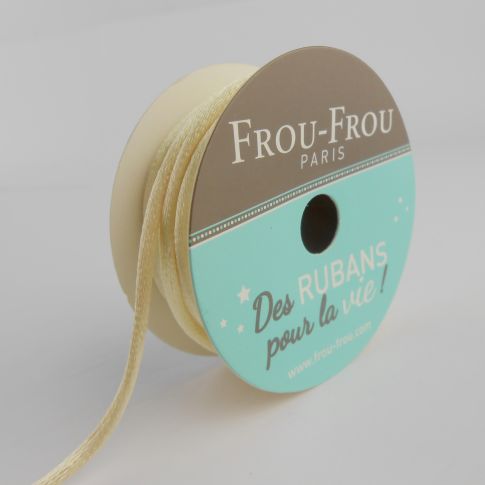Bobinette Ruban Cordon de satin Frou-Frou Ivoire nacre - 2 mm x 10 mètres