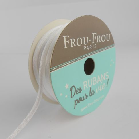 Bobinette Ruban Cordon de satin Frou-Frou Neige - 2 mm x 10 mètres
