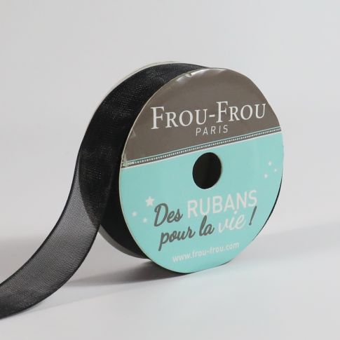Bobinette Ruban Organza Frou-Frou Noir de jais - 16 mm x 8 mètres