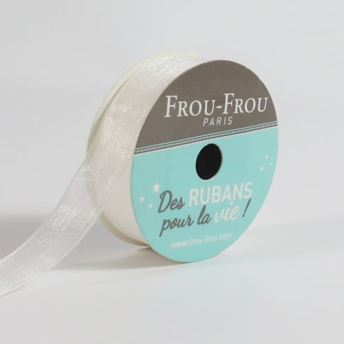 Bobinette Ruban Organza Frou-Frou Neige - 16 mm x 8 mètres