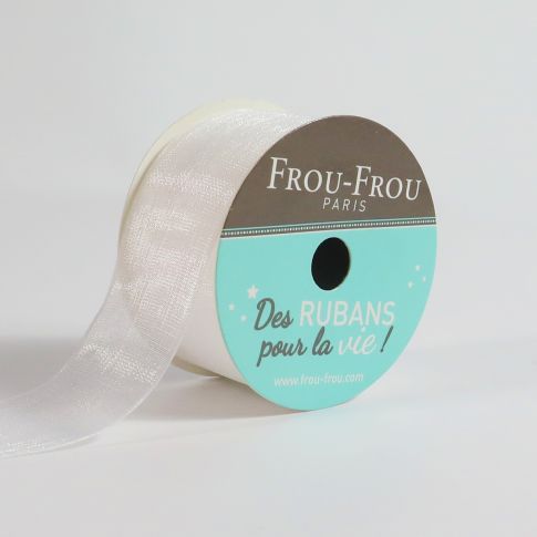 Bobinette Ruban Organza Frou-Frou Neige - 25 mm x 8 mètres
