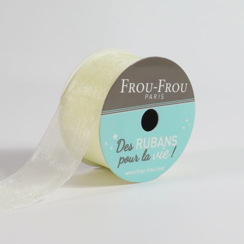 Bobinette Ruban Organza Frou-Frou Ivoire nacre - 25 mm x 8 mètres