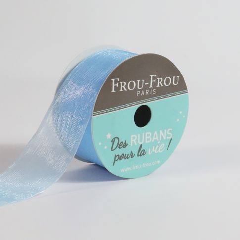 Bobinette Ruban Organza Frou-Frou Céleste - 25 mm x 8 mètres