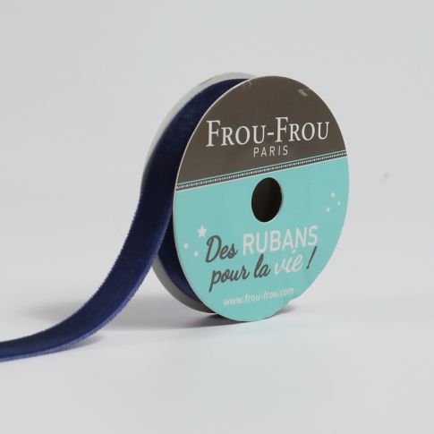 Bobinette Ruban Velours uni Frou-Frou Navy - 9 mm x 1,5 mètres