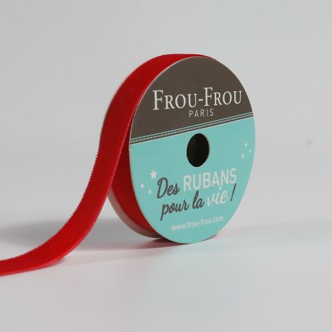 Bobinette Ruban Velours uni Frou-Frou Coquelicot - 9 mm x 1,5 mètres