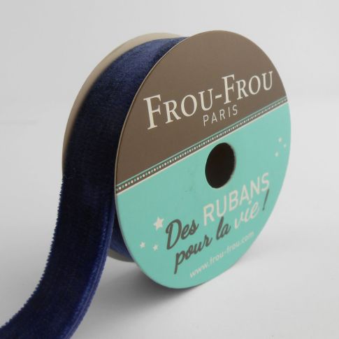 Bobinette Ruban Velours uni Frou-Frou Navy - 16 mm x 1,5 mètres