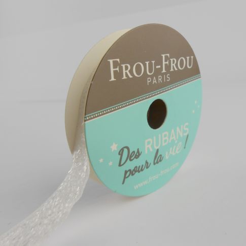 Bobinette Ruban Velours Paillettes Frou-Frou Ivoire nacre - 9 mm x 2 mètres