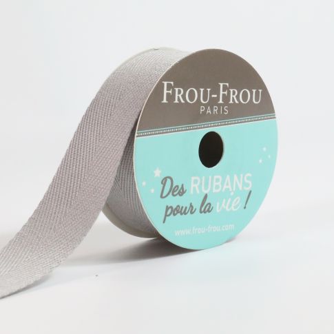 Bobinette Ruban Sergé Frou-Frou Gris perle - 19 mm x 4 mètres