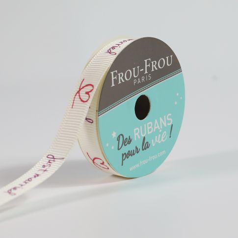 Bobinette Ruban Gros grain message Just married Frou-Frou - 10 mm x 5 mètres