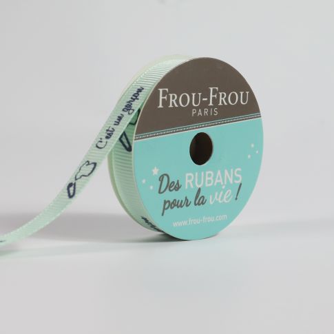 Bobinette Ruban Gros grain message Baby Shower, C'est un garçon Frou-Frou - 10 mm x 5 mètres