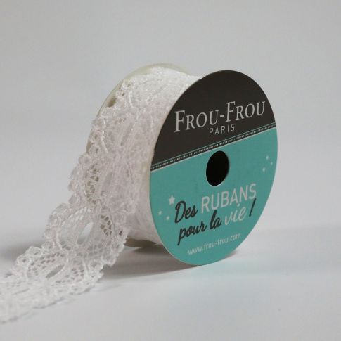 Bobinette Ruban Dentelle Frou-Frou Neige - 22 mm x 4 mètres