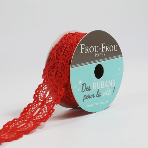Bobinette Ruban Dentelle Frou-Frou Coquelicot - 22 mm x 4 mètres