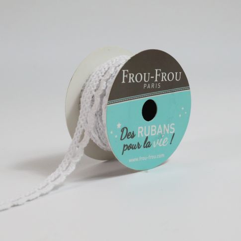 Bobinette Ruban Dentelle Frou-Frou Neige - 10 mm x 4 mètres