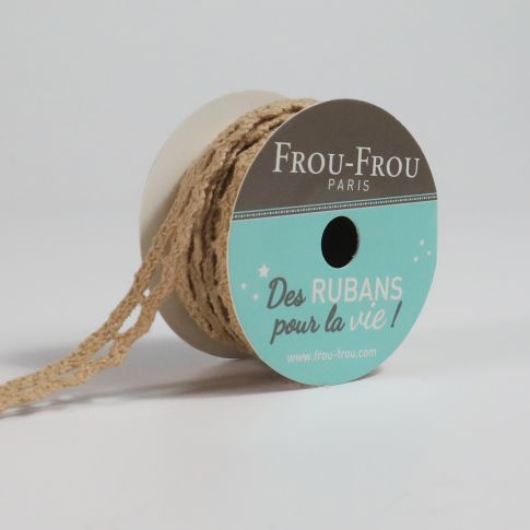 Bobinette Ruban Dentelle Frou-Frou Galet - 10 mm x 4 mètres