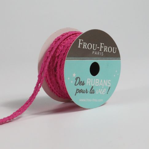 Bobinette Ruban Dentelle Frou-Frou Fuchsia - 10 mm x 4 mètres