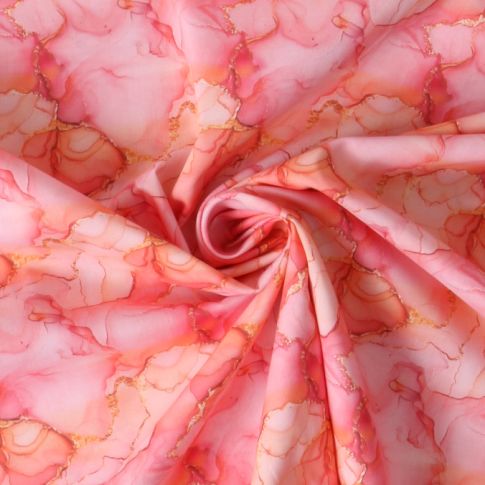 Tissu Voile de Coton Rosalie sur fond Rose