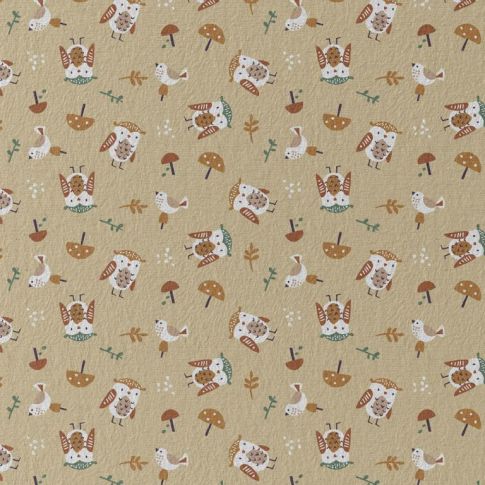 Tissu Jersey Coton Becoti sur fond Beige