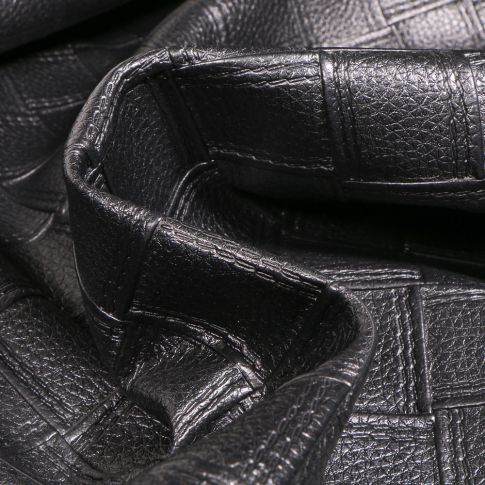 Tissu Simili cuir carreaux uni Elouan Noir