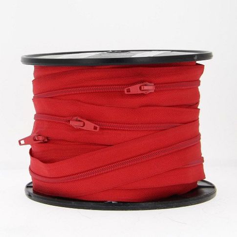 Fermeture spirale N°5 avec curseurs Rouge - Au mètre