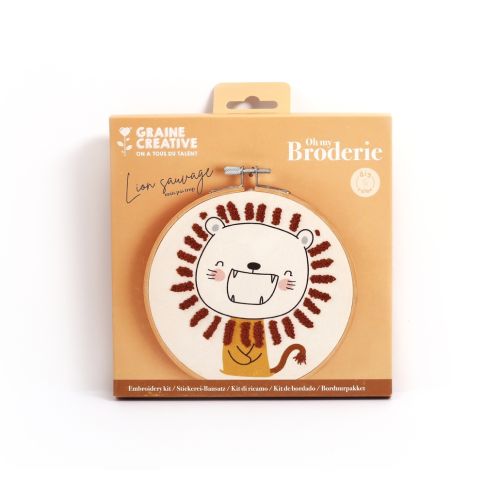Kit Broderie partielle Lion sauvage