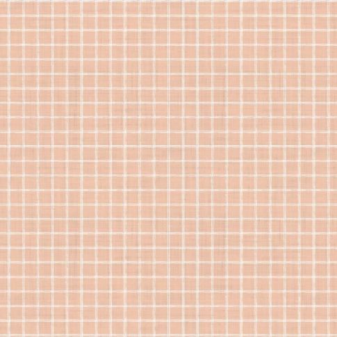 Tissu Coton enduit Carreaux blancs sur fond Rose nude