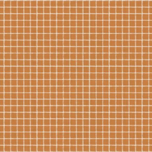 Tissu Coton enduit Carreaux blancs sur fond Ocre