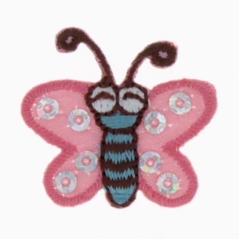 Ecusson Thermocollant Animaux - Papillon rose