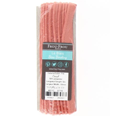 Passepoil Frou-Frou 10 mm Uni Corail - 5 mètres