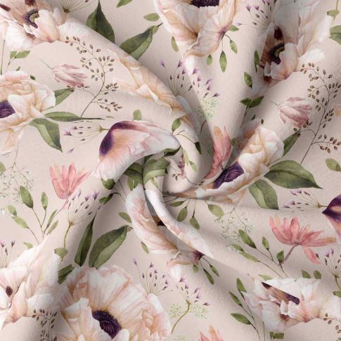 Tissu Coton imprimé Digital Arty Rose nude