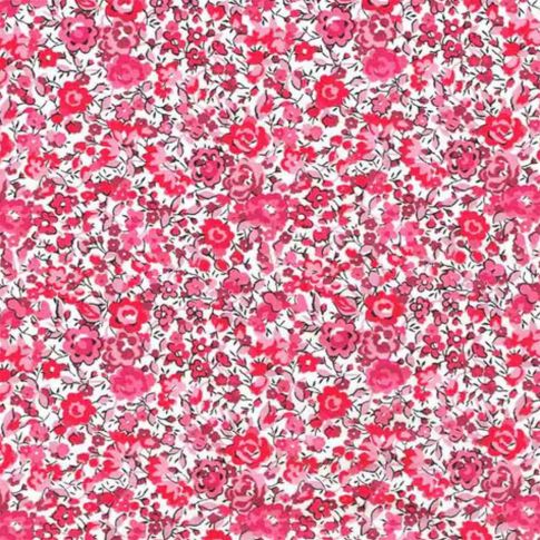 Tissu Liberty of London Tana Lawn Emma et Georgina Fuschia sur fond Blanc