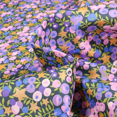 Tissu Liberty of London Wiltshire sur fond Bleu marine