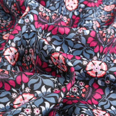 Tissu Liberty of London Persephone sur fond Bleu marine