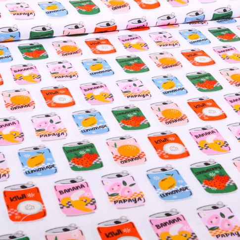 Tissu Coton imprimé Dashwood Studio Week-end  Soda sur fond Blanc
