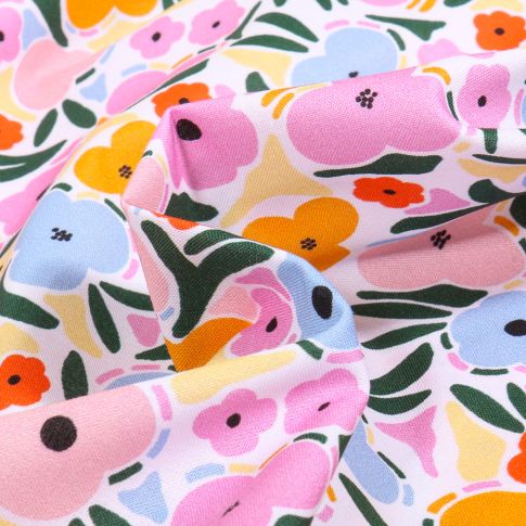 Tissu Coton imprimé Dashwood Studio Week-end Flowers sur fond Blanc
