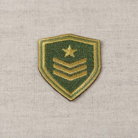 Ecusson Thermocollant Blason armée - Etoile or sur fond Vert