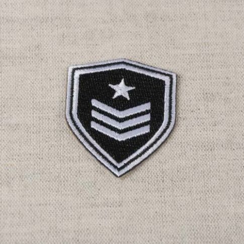 Ecusson Thermocollant Blason armée - Etoile blanche sur fond Noir