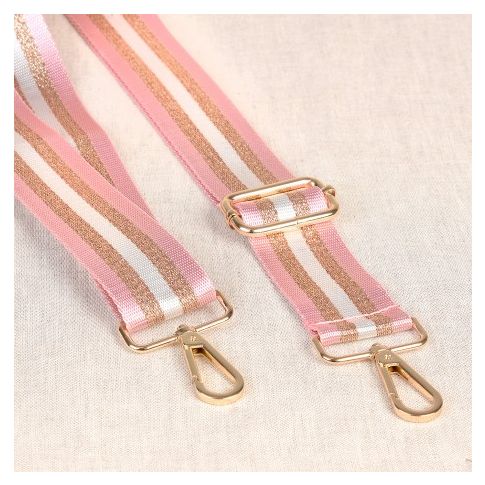 Sangle pour sac 38 mm Rose et or - Avec mousquetons