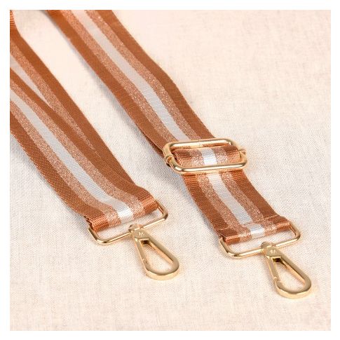 Sangle pour sac 38 mm Camel et or - Avec mousquetons