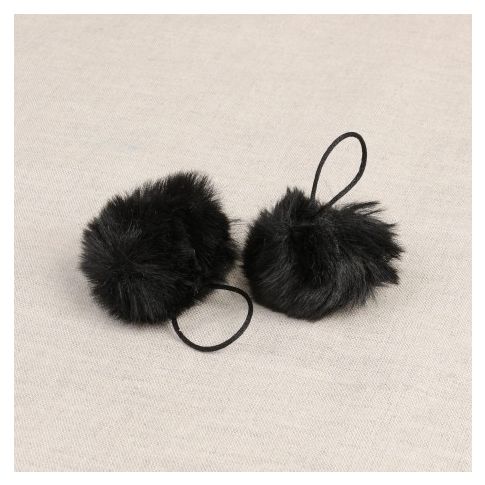 Pompon imitation fourrure 4 cm Noir