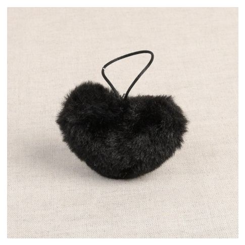 Pompon Coeur imitation fourrure 4 cm Noir