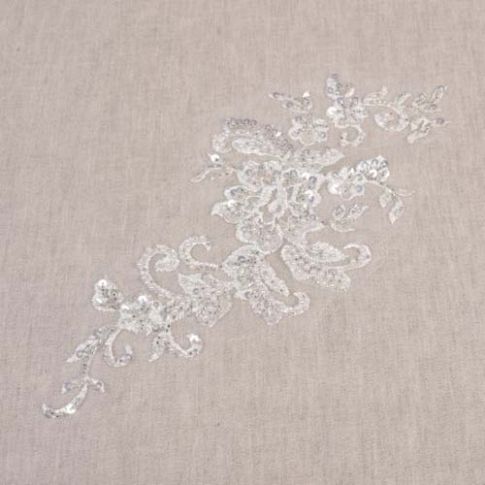 Ecusson à coudre Perles Mariage n°1 Blanc