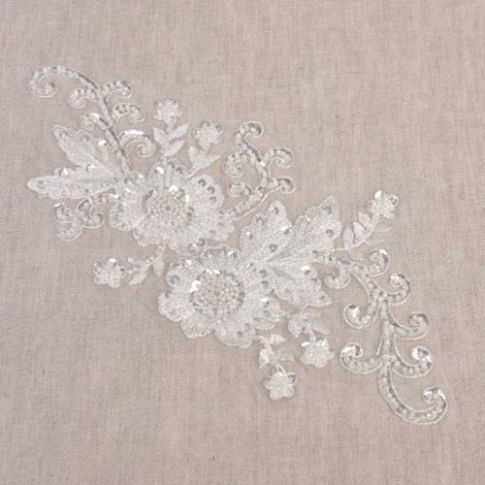 Ecusson à coudre Perles Mariage n°2 Blanc